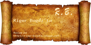 Riger Bogáta névjegykártya